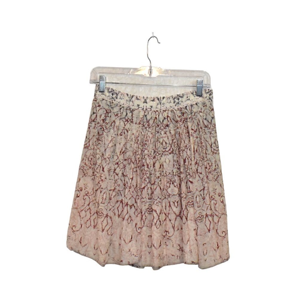 Elie Tahari Cotton Silk Blend Weighted Hem Print Skirt Size 4
